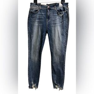NWT Judy Blue Women's Distressed Frayed Skinny Fit Blue Jeans 15/32